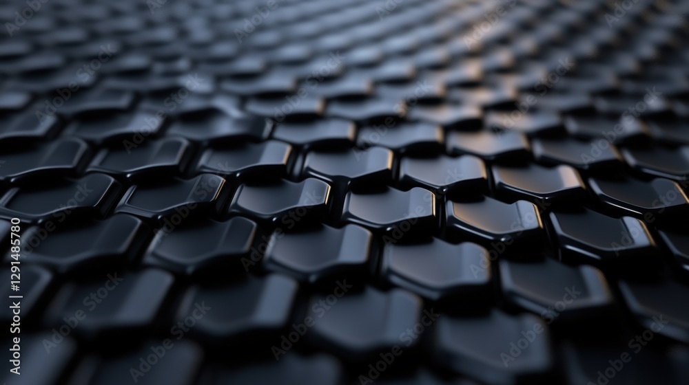 Poster black background with hexagonal shapes and photo elements creating a modern abstract design