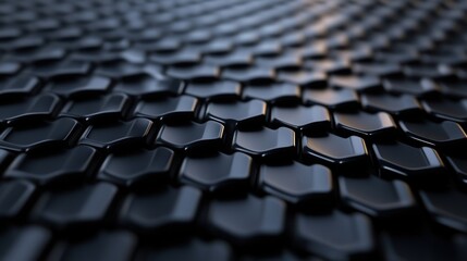 Obraz premium Black background with hexagonal shapes and photo elements creating a modern abstract design