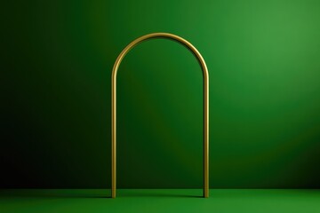 Sleek golden arch against vibrant green backdrop creates strikin