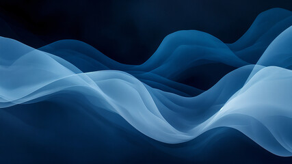 Obraz premium Abstract digital artwork with flowing wavy patterns and smooth blue gradients. Modern, minimalistic design with depth and movement. Perfect for backgrounds, branding, and web design.