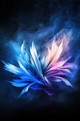 Obraz premium Vibrant Abstract Smoke Flower: A Beautiful Digital Art in Blue and Pink with Glowing Texture. High-Resolution Print