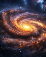 Obraz premium Stunning view of a vibrant galaxy showcasing swirling stars and cosmic colors in the vast universe.