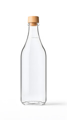 Glass clear bottle of water mock up, packaging template, isolated on white background