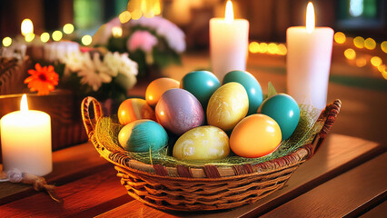 easter eggs and candles