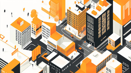 Obraz premium Isometric Cityscape Urban Development and Modern Architecture