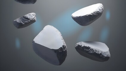 Naklejka premium floating stone fragments with glowing edges for use in modern digital design or conceptual art