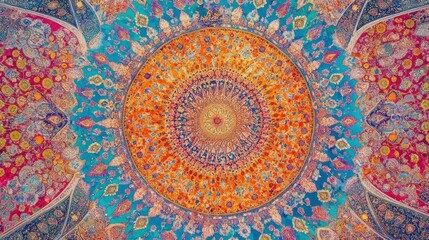 A Colorful Detailed Circular Mandala Pattern Is Clearly Displayed