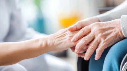 Compassionate Elderly Care Interaction: Nurse Providing Supportive Health and Wellness Services for Senior Patients in a Trusted Nursing Home Environment