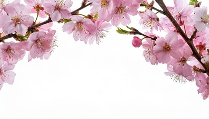 branches of pink cherry blossom isolated