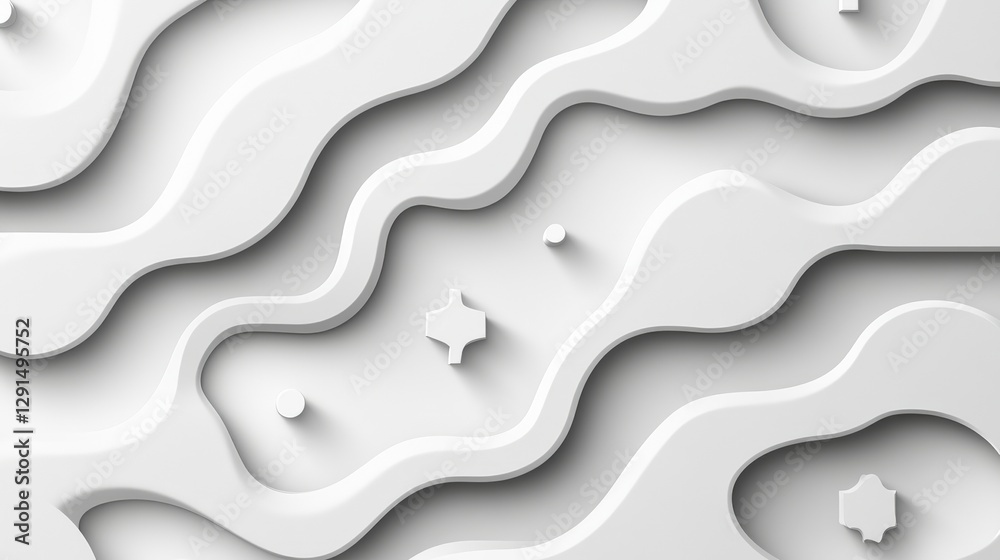 Poster abstract white background with three dimensional shapes and textures creating a modern design concep