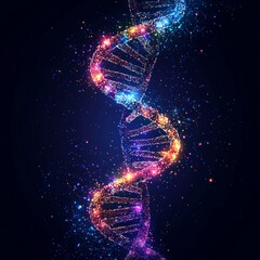 Obraz premium Colorful DNA Helix in a Cosmic Background with Glowing Effects