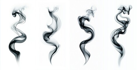 Obraz premium Set of mystical swirling spiral of smoke on a white background