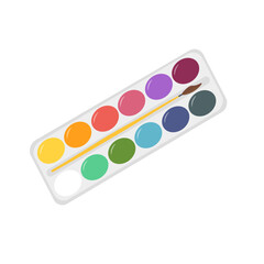 Palette and paint brush isolated. Vector icon