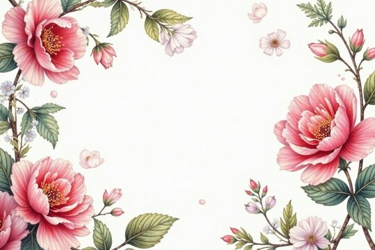 Elegant chintz floral pattern, delicate blooms on white , classic, pattern, summer