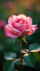 Obraz premium Soft pink rose petals unfolding in morning dew, morning, bloom, garden