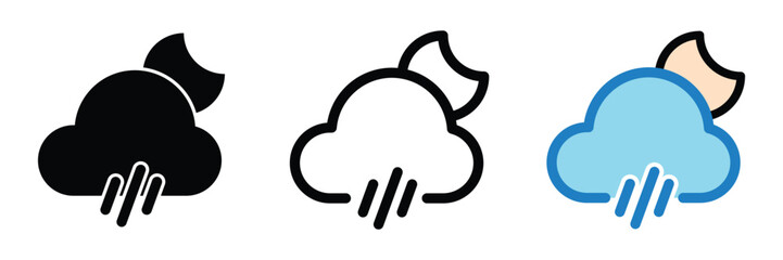 Set of Weather forecast icon collection. Wind at cloudy weather. Basic weather cast element Vector Illustration.