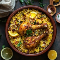 Traditional Tamil Nadu chicken dum biriyani in clay pot view