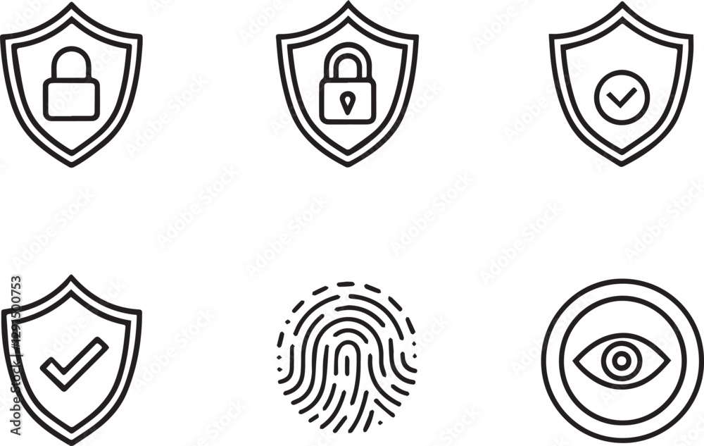 Wall mural digital security safety protection vector icon. web security icon in flat filled and outline stroke 