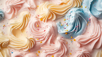 Abstract swirls of frosting in a dreamy birthday concept
