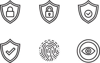 Digital security safety protection vector icon. Web security icon in flat filled and outline stroke line art.