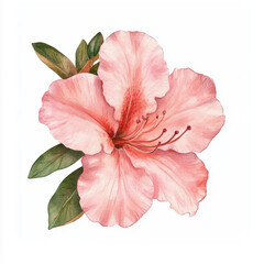beautiful pink azalea flower with delicate petals and green leaves, showcasing intricate details and vibrant colors, perfect for decorative purposes