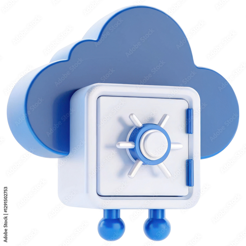 Aufkleber A stylized blue cloud combined with a secure safe, symbolizing digital storage and security.