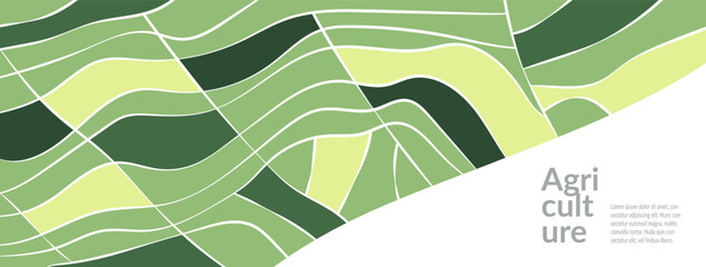 Farmland aerial view - green rice wheat tea crops patchwork terrace. Geometric shape, agriculture pattern, nature, eco-friendly environment, organic farming, vibrant landscape. Abstract graphic design
