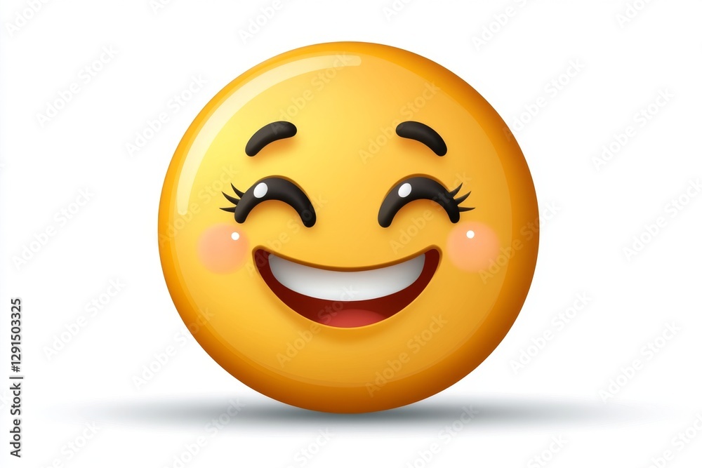 Poster Smiling face with halo three-dimensional emoji isolated on transparent background
