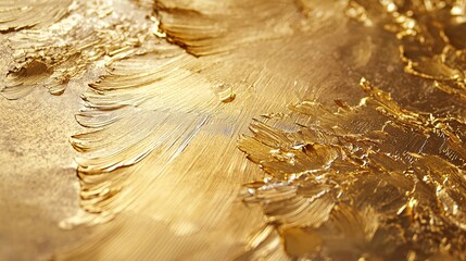 Glistening Gold Leaf Texture Applied to Surface with Artistic Technique