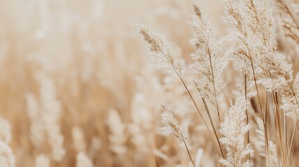 Fototapeta premium Beautiful Tall Grasses Swaying Gently Against A Blurred Background