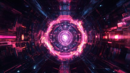 Fototapeta premium Cyber-inspired digital pattern, neon fractals, futuristic abstract art,