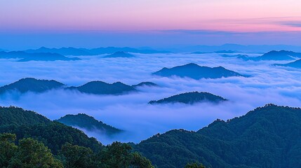 Fototapeta premium Sunrise mountain range, cloudscape, scenic view, nature background, travel photography