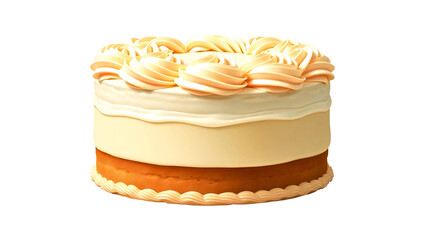 Delicious Vanilla Layer Cake with Creamy Frosting and Decorative Swirls.