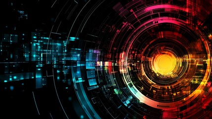 Obraz premium Abstract digital technology graphic, swirling colors, futuristic design