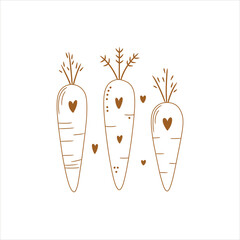 Cute Hand-Drawn Carrots in Pastel Colors