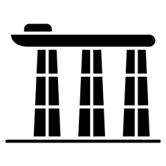 Marina bay sands icon in glyph style
