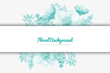 Delicate Watercolor Flower Background in Mint Green