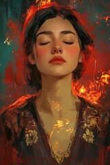 Futuristic AI-powered art generator, creating stunning digital paintings from simple text prompts