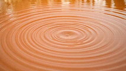 A serene scene of a pond with soft ripples on the water's surface, calm, orange background, natural