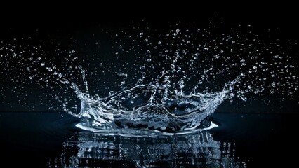 Splashes of water flying on a dark background
