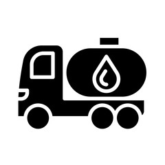 Oil tanker truck icon in glyph style