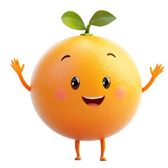 tangerine cartoon isolated on white background full depth of field 