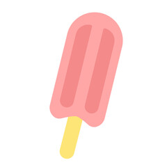 Pink ice cream in flat style isolated on white background. Summer vector clipart.
