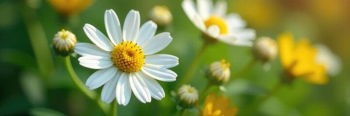 Chamomile daisy in full bloom with its stamens, floral, flowers