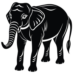 Fototapeta premium Elephant shilhouette,vector black color silhouette on a white background