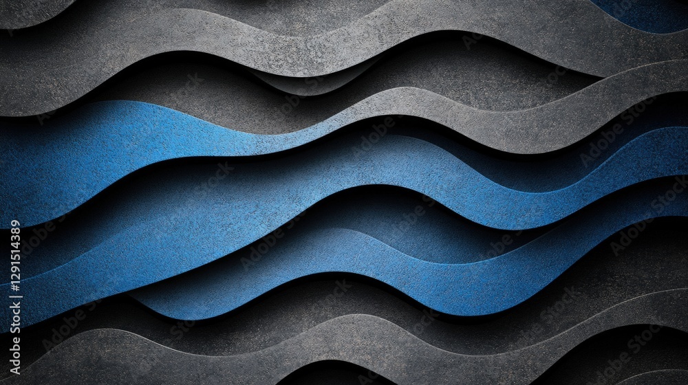 Poster blue wave pattern on a black background creating a striking visual design element for various uses