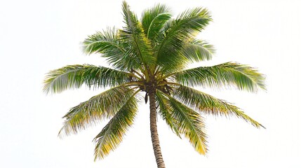 Tropical palm tree against white sky