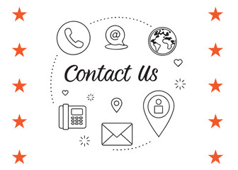 Contact us editable stroke outline icons set