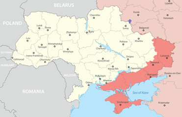 Ukraine Political Map Highlighting Disputed Regions