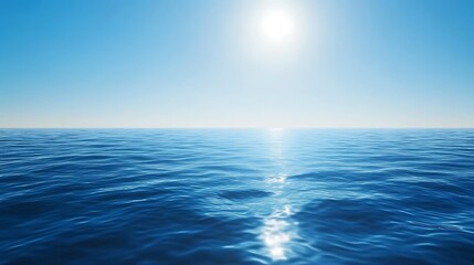 Obraz premium A clear blue sky reflecting on the water of a tranquil ocean